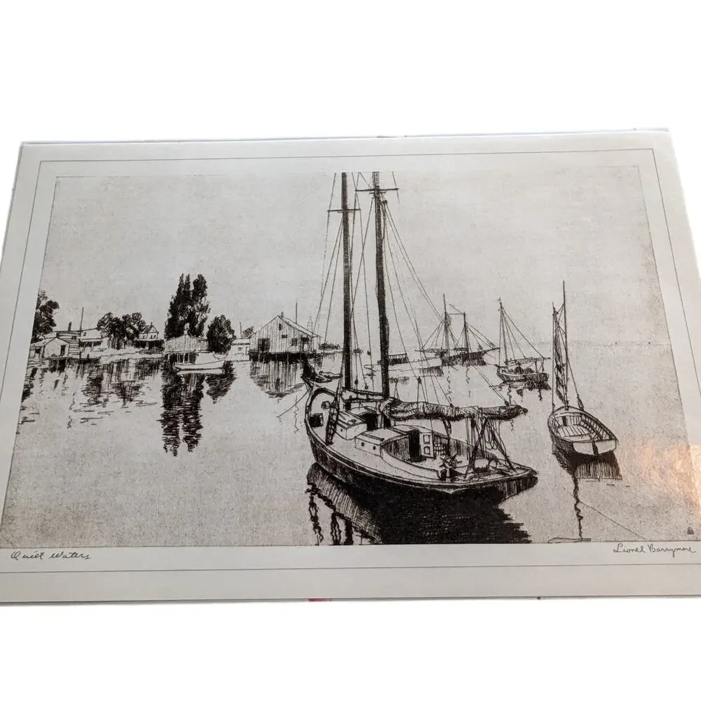 Vintage Lionel Barrymore Prestige Dinner Mats Set 4 Maritime Art Placemats